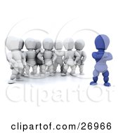 Poster, Art Print Of Group Of White Characters Standing Behind Their Blue Team Leader