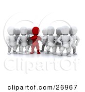 Poster, Art Print Of Group Of White Characters Supporting Their Red Team Leader