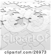 Clipart Illustration Of An Incomplete White Jigsaw Puzzle With Scattered Spaces Of Missing Pieces by KJ Pargeter #COLLC26973-0055