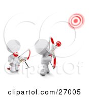 Poster, Art Print Of Two White Meta Men Shooting Arrows At Targets With Bows
