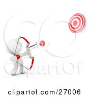 Clipart Illustration Of A White Meta Man Shooting Arrows At A Target With A Bow by Leo Blanchette