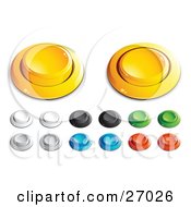 Poster, Art Print Of Yellow White Black Green Blue And Red Push Buttons For A Game Or Web Design Element