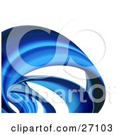 Arching Transparent Blue Lines Curling Over A White Background