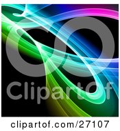 Clipart Illustration Of A Transparent Rainbow Curling And Twisting Over A Black Background by KJ Pargeter