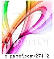 Poster, Art Print Of Transparent Rainbow Curling And Twisting Over A White Background