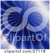 Clipart Illustration Of A Blue Sphere Wigh A Grid Pattern And Rays Of Light Extending From The Center by KJ Pargeter