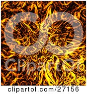 Clipart Illustration Of A Bursting Fiery Background Of Orange And Yellow Flames by KJ Pargeter