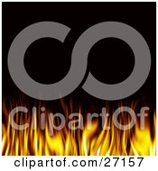 Clipart Illustration Of Orange And Yellow Flames Of A Fire Burning Against A Black Background by KJ Pargeter