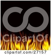 Poster, Art Print Of Orange And Yellow Flames Of A Fire Burning Against A Black Background