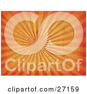 Clipart Illustration Of A Bursting Orange Background With Rays Of Light Emerging From The Center And Grungy Scratches