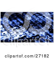 Poster, Art Print Of Dark Blue Rippling Background Of Circles With Bright Light Reflecting Off Of The Surface