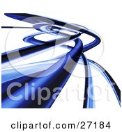 Clipart Illustration Of Blue Tubes Curving Over A White Background by KJ Pargeter
