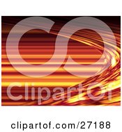 Poster, Art Print Of Fiery Orange Red And Yellow Background Of Curving And Horizontal Lines