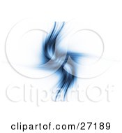 Poster, Art Print Of Blue Burst Of Light Spiraling In The Center Of A White Background