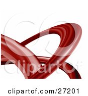 Twisting Red Transparent Tube Curving Over A White Background