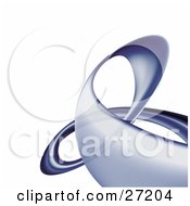 Clipart Illustration Of A Twisting Blue Transparent Tube Curving Over A White Background by KJ Pargeter