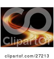 Poster, Art Print Of Fast Line Of Fire Curving Along A Black Background