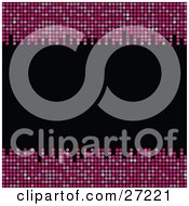 Clipart Illustration Of A Black Background Bordered By Sparkling Pink Mosaic Rows On The Top And Bottom by elaineitalia
