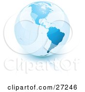 Poster, Art Print Of Reflective And Shiny Blue Planet Earth Resting On A White Surface With A Slight Reflection