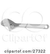 Clipart Illustration Of A Silver Adjustable Wrench Tool On A White Background