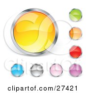 Collection Of Yellow Green Orange Red Purple Pink Gray And Blue Circular Buttons