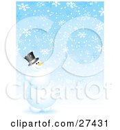 Poster, Art Print Of Frosty The Snowman Smiling And Having Fun Playing In Snowflakes