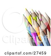 Clipart Illustration Of A Bunch Of Color Pencils With Sharpened Tips Over A White Background by Frog974 #COLLC27459-0066