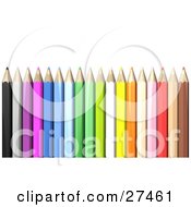 Clipart Illustration Of Color Pencils With Sharpened Tips Standing Upright Over A White Background