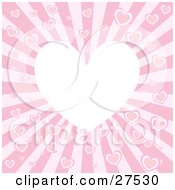 Poster, Art Print Of Blank White Heart Surrounded By Pink Hearts On A Bursting Background