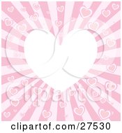 Clipart Illustration Of A Blank White Heart Surrounded By Pink Hearts On A Bursting Background