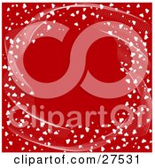 Clipart Illustration Of A Solid Red Background Bordered By White Waves And Hearts