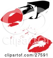 Red Lipstick Kiss From A Woman On A White Background With A Tube Of Lipstick