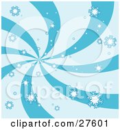 Clipart Illustration Of A Snowflakes Falling Over A Swirling Blue Background