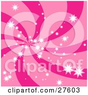 Clipart Illustration Of A Swirling Pink Background With White Stars
