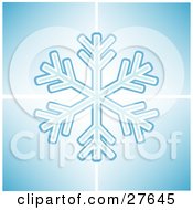 Clipart Illustration Of A Large Icy Blue Snowflake Centered Over Four Squares