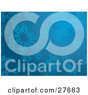 Clipart Illustration Of A Wintry Blue Background Of Snowflakes Falling