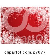 Clipart Illustration Of A Border Of A White Border Of Icy Snowflakes And Snow Around A Red Background