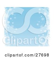 Poster, Art Print Of White Snowflakes And Waves Bordering The Right And Left Sides Of A Blue Background