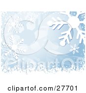 Poster, Art Print Of Snowflake Background With Blue Tones White Waves And Snow