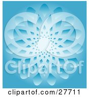 Clipart Illustration Of A Blue Background With A Large Intricate Snowflake Pattern