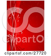 Red Vertical Background Of Hearts And White And Red Lines Along The Left Edge