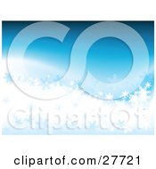 Clipart Illustration Of A Blue And White Background With Small And Big Snowflakes
