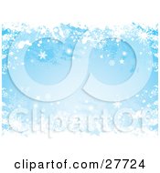 Poster, Art Print Of Grunge Blue Background Of White Snowflakes Falling