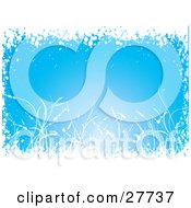 Clipart Illustration Of A Border Of A Horizontal Blue Winter Background Of Blue Bordered By White Frosty Grasses And Snow