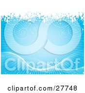 Clipart Illustration Of A Horizontal Blue Winter Background Of A Burst Of Light With Grids Swirls And Snow