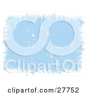 Clipart Illustration Of A Horizontal Blue Grunge Winter Background Bordered By White With A White Scratched Texture
