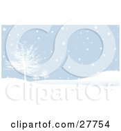 Clipart Illustration Of Thick Snow Falling Over A Hilly Landscape With White Bare Trees