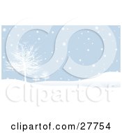 Poster, Art Print Of Thick Snow Falling Over A Hilly Landscape With White Bare Trees