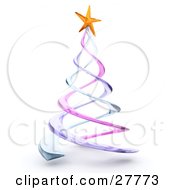 Short And Thick Pastel Purple Blue And Pink Spiral Christmas Tree With A Yellow Star On Top