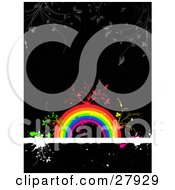 Poster, Art Print Of Gray Plants Hanging Down Over Red Green And Yellow Vines Sprouting From A Colorful Rainbow On A White Text Bar Over A Black Grunge Background